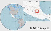 Gray Location Map of Tizayuca, highlighted country, hill shading