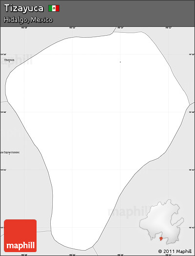 Silver Style Simple Map of Tizayuca