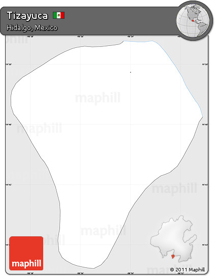 Silver Style Simple Map of Tizayuca, single color outside