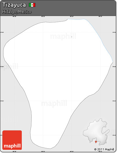 Silver Style Simple Map of Tizayuca, single color outside
