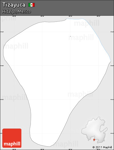 Silver Style Simple Map of Tizayuca, single color outside