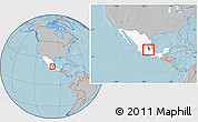 Gray Location Map of Tula de Allende, highlighted country, highlighted parent region, within the entire country, hill shading