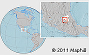 Gray Location Map of Tula de Allende, highlighted parent region, hill shading