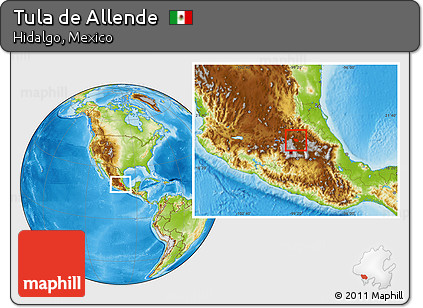 Physical Location Map of Tula De Allende