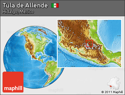 Physical Location Map of Tula De Allende