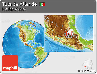 Physical Location Map of Tula De Allende, highlighted parent region