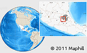 Shaded Relief Location Map of Tula de Allende, highlighted country, highlighted parent region