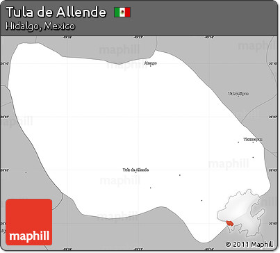 Gray Simple Map of Tula De Allende