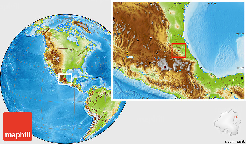 Physical Location Map of Xochiatipan