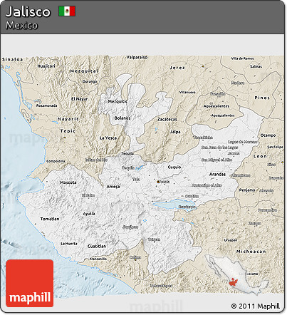 Classic Style 3D Map of Jalisco