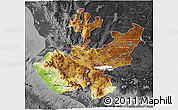 Physical 3D Map of Jalisco, darken, desaturated