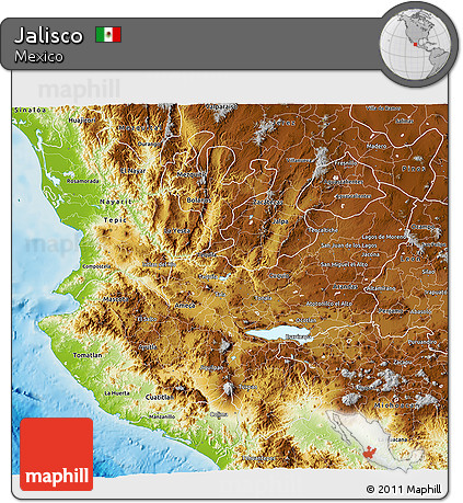 Physical 3D Map of Jalisco