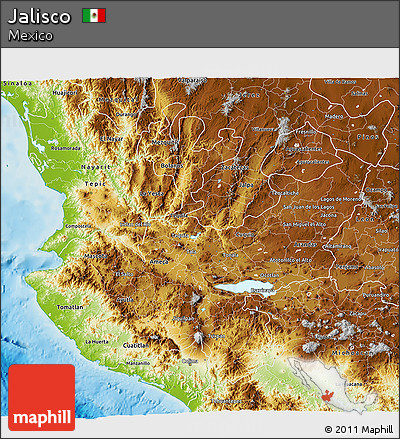 Physical 3D Map of Jalisco