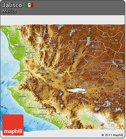 Physical 3D Map of Jalisco