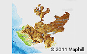 Physical 3D Map of Jalisco, single color outside