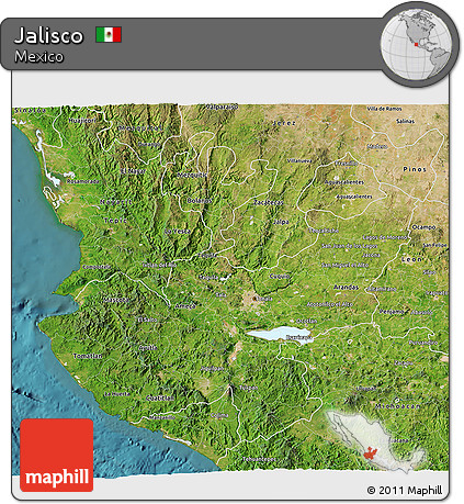 Satellite 3D Map of Jalisco