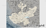 Shaded Relief 3D Map of Jalisco, darken, semi-desaturated