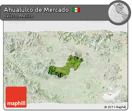 Satellite 3D Map of Ahualulco De Mercado, lighten