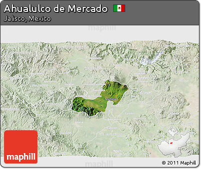 Satellite 3D Map of Ahualulco De Mercado, lighten
