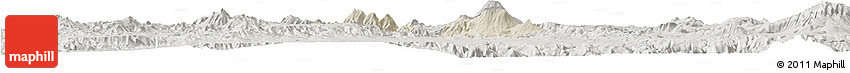 Shaded Relief Horizon Map of Ahualulco De Mercado, semi-desaturated