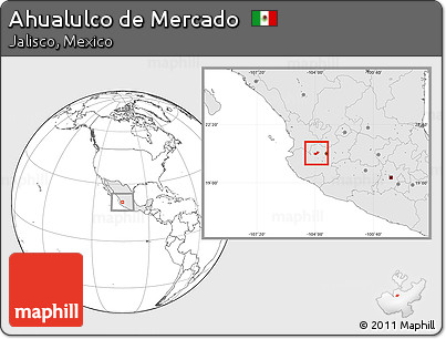 Blank Location Map of Ahualulco De Mercado, highlighted country