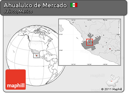 Blank Location Map of Ahualulco De Mercado, highlighted country, highlighted parent region