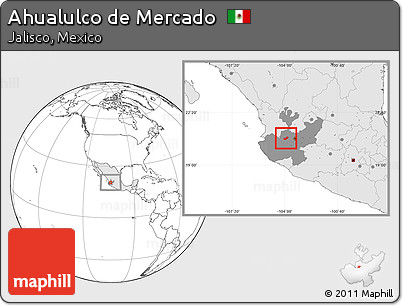 Blank Location Map of Ahualulco De Mercado, highlighted country, highlighted parent region