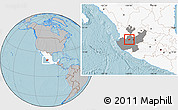 Gray Location Map of Ahualulco de Mercado, highlighted country, highlighted parent region, hill shading