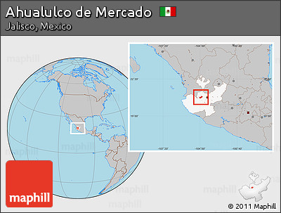 Gray Location Map of Ahualulco De Mercado, highlighted parent region