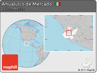 Gray Location Map of Ahualulco De Mercado, highlighted parent region