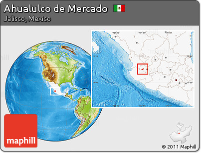 Physical Location Map of Ahualulco De Mercado, highlighted country