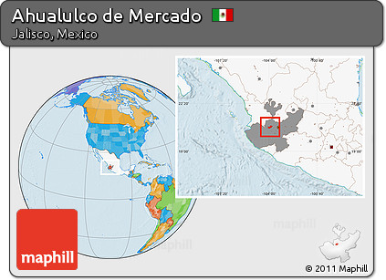 Political Location Map of Ahualulco De Mercado, highlighted country, highlighted parent region