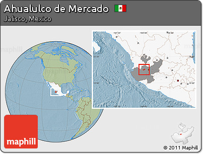Savanna Style Location Map of Ahualulco De Mercado, highlighted country, highlighted parent region, hill shading