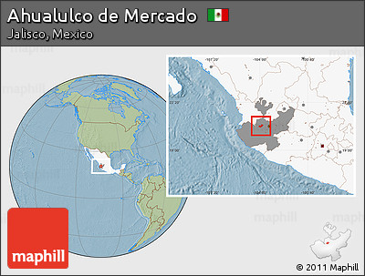 Savanna Style Location Map of Ahualulco De Mercado, highlighted country, highlighted parent region, hill shading
