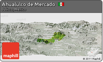 Satellite Panoramic Map of Ahualulco De Mercado, lighten, semi-desaturated