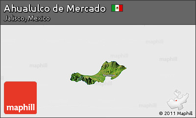 Satellite Panoramic Map of Ahualulco De Mercado, single color outside
