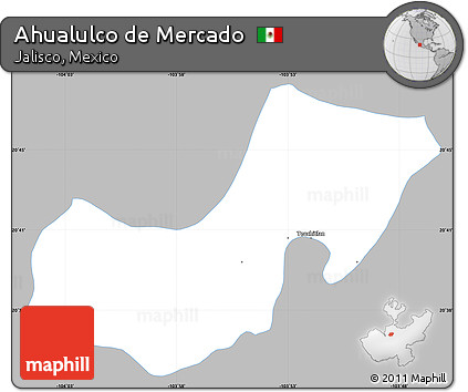 Gray Simple Map of Ahualulco De Mercado, single color outside