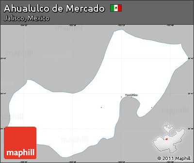 Gray Simple Map of Ahualulco De Mercado, single color outside