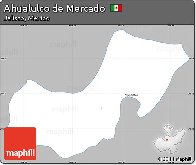 Gray Simple Map of Ahualulco De Mercado, single color outside