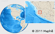 Shaded Relief Location Map of Ameca