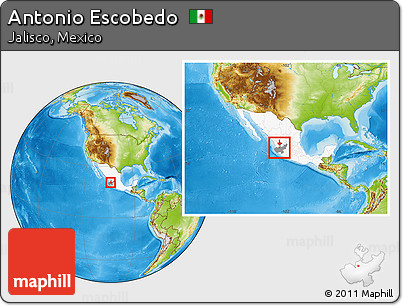 Physical Location Map of Antonio Escobedo, highlighted country, highlighted parent region, within the entire country