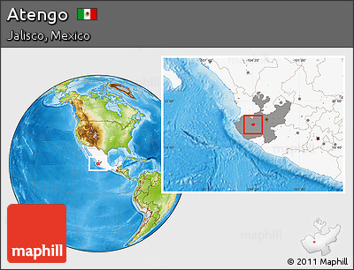 Physical Location Map of Atengo, highlighted country, highlighted parent region
