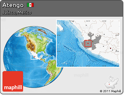 Physical Location Map of Atengo, highlighted country, highlighted parent region