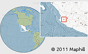 Savanna Style Location Map of Atengo, highlighted country, hill shading