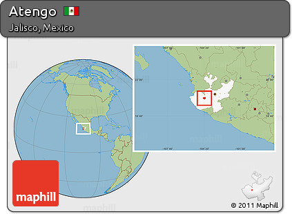 Savanna Style Location Map of Atengo, highlighted parent region