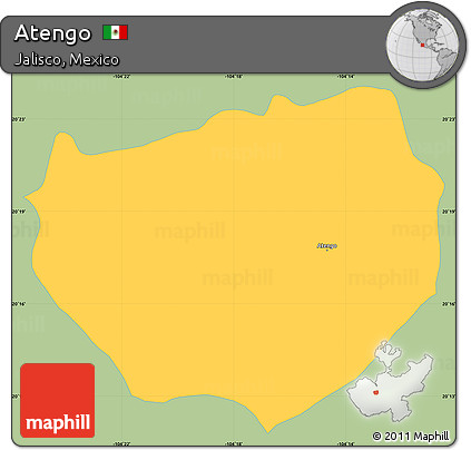 Savanna Style Simple Map of Atengo, single color outside