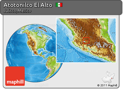 Physical Location Map of Atotonilco El Alto