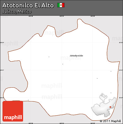 Classic Style Simple Map of Atotonilco El Alto, cropped outside