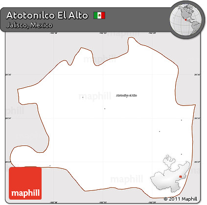 Classic Style Simple Map of Atotonilco El Alto, cropped outside