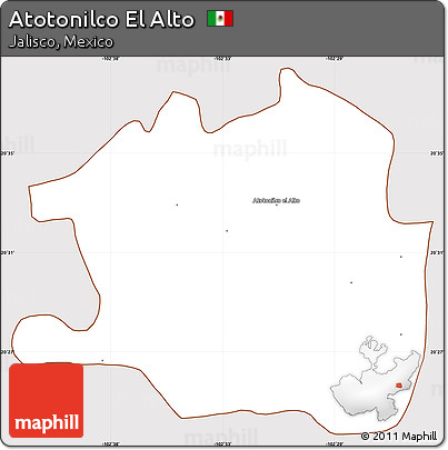 Classic Style Simple Map of Atotonilco El Alto, cropped outside